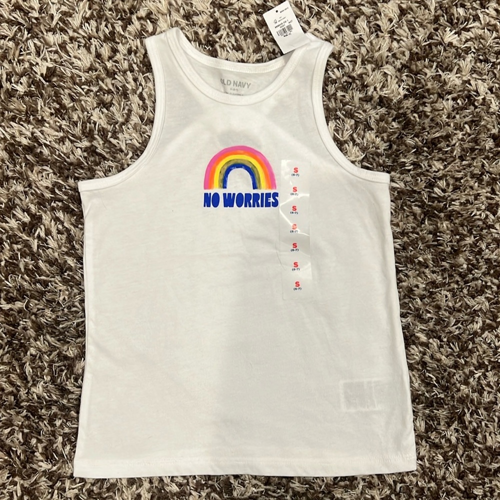 Old Navy rainbow "No Worries" kids tank top